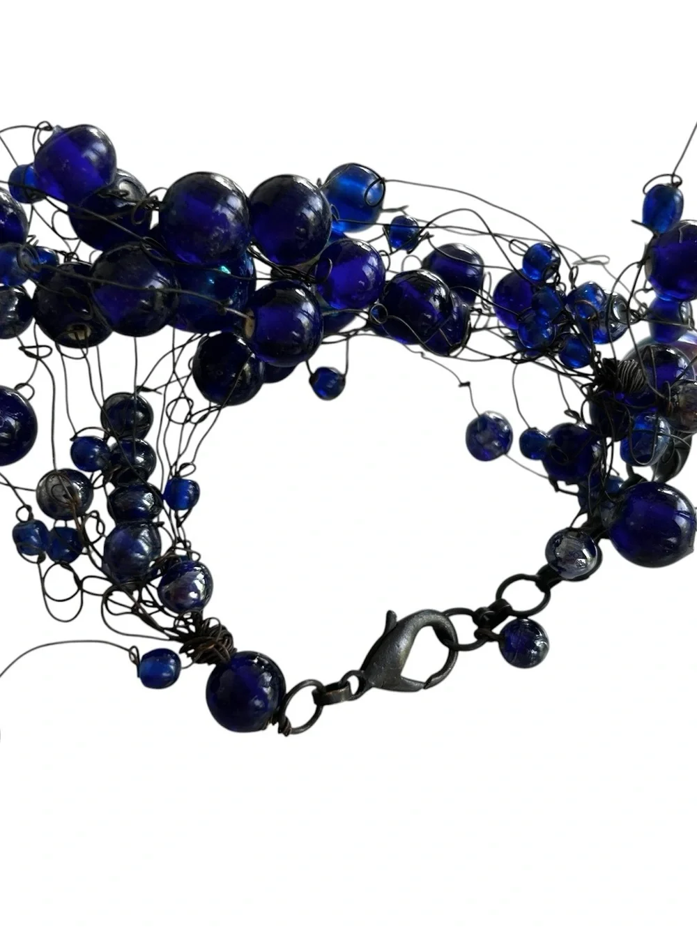 Manouk Sculptural Blue Glass Statement Bead Bracelet